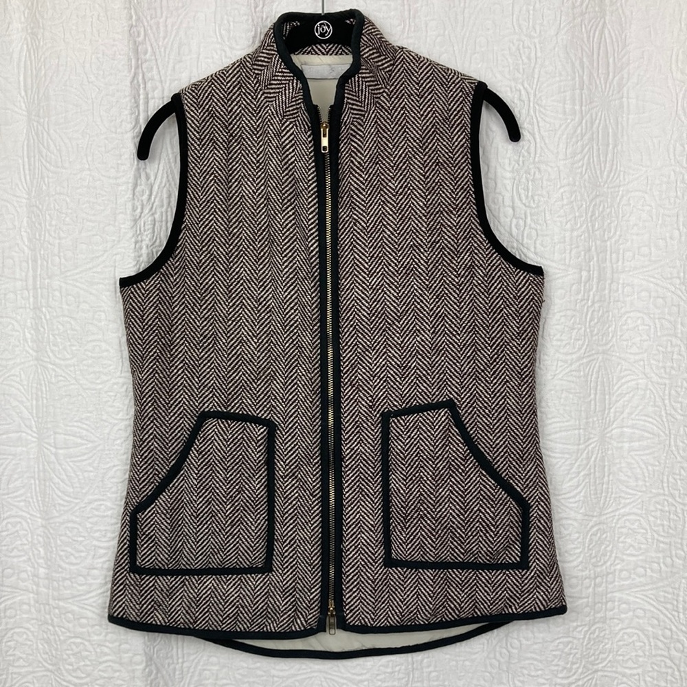 Hemline Mom Wool Blend Herringbone Vest sz Large